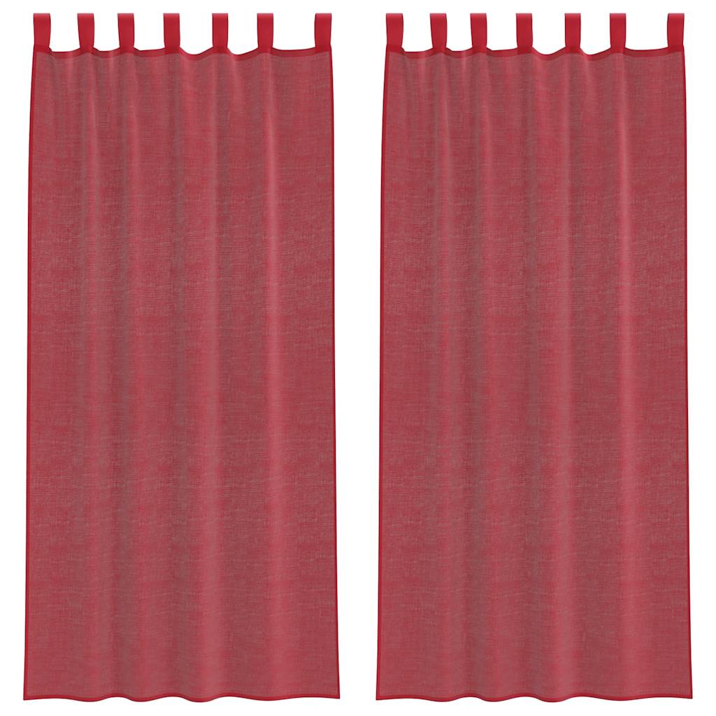 vidaXL Voile Curtains with Loops 2 pcs Wine Red 140x225 cm