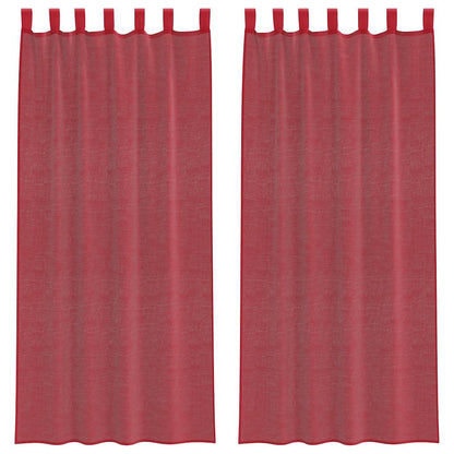 vidaXL Voile Curtains with Loops 2 pcs Wine Red 140x225 cm