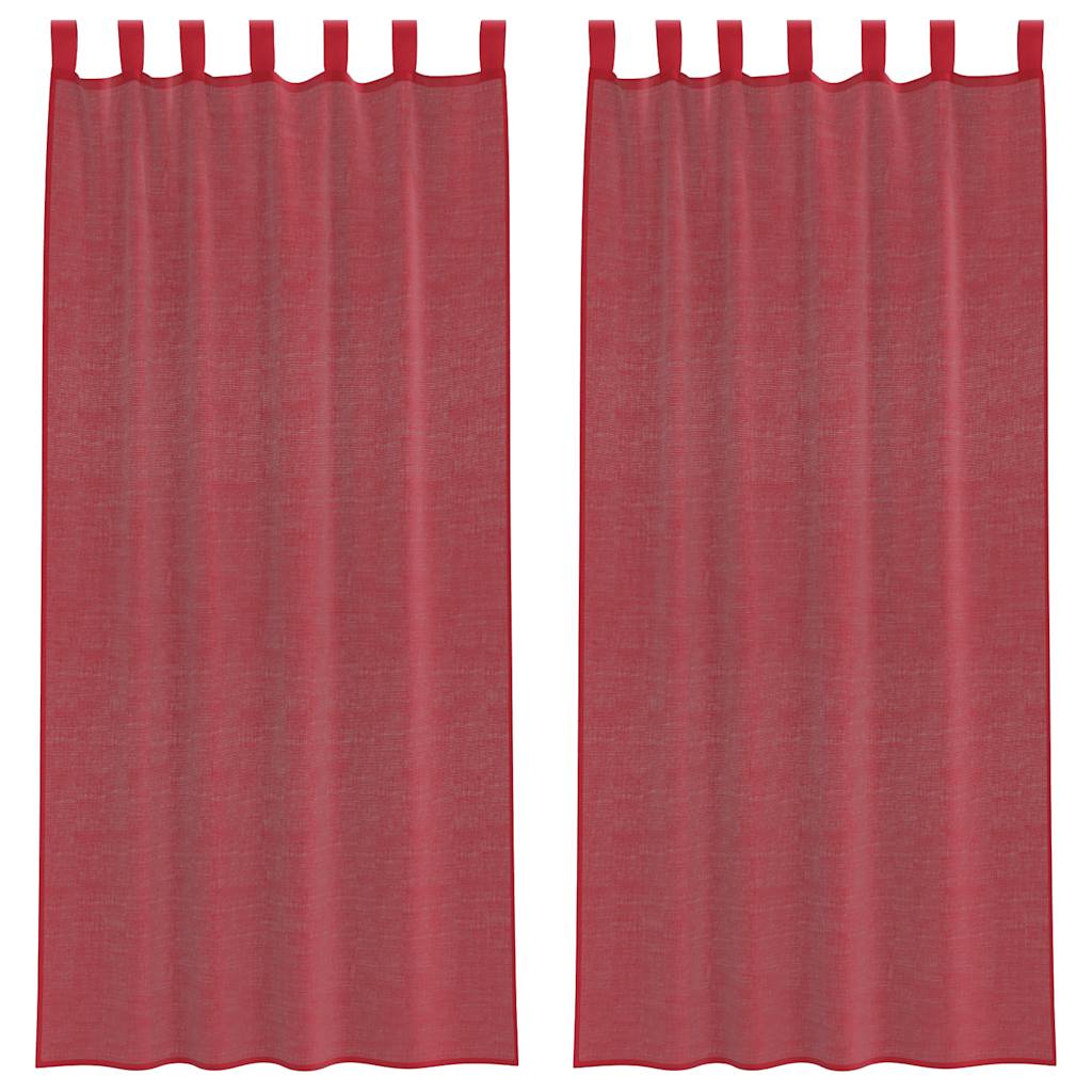 vidaXL Voile Curtains with Loops 2 pcs Wine Red 140x245 cm