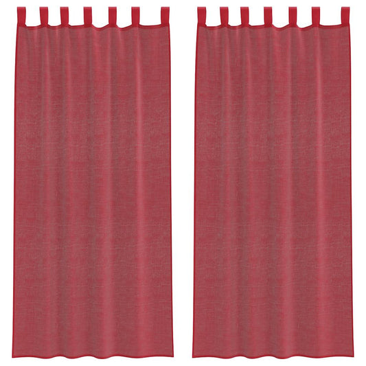 vidaXL Voile Curtains with Loops 2 pcs Wine Red 140x245 cm