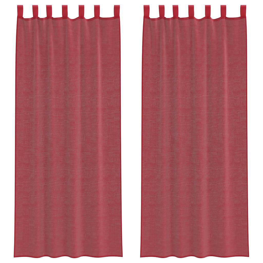 vidaXL Voile Curtains with Loops 2 pcs Wine Red 140x260 cm