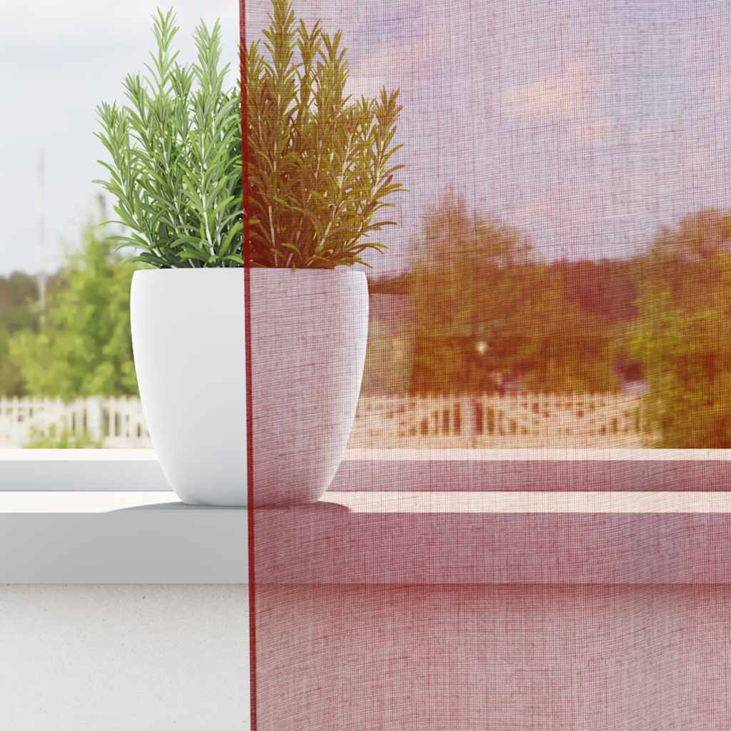 vidaXL Voile Curtains with Loops 2 pcs Wine Red 140x260 cm