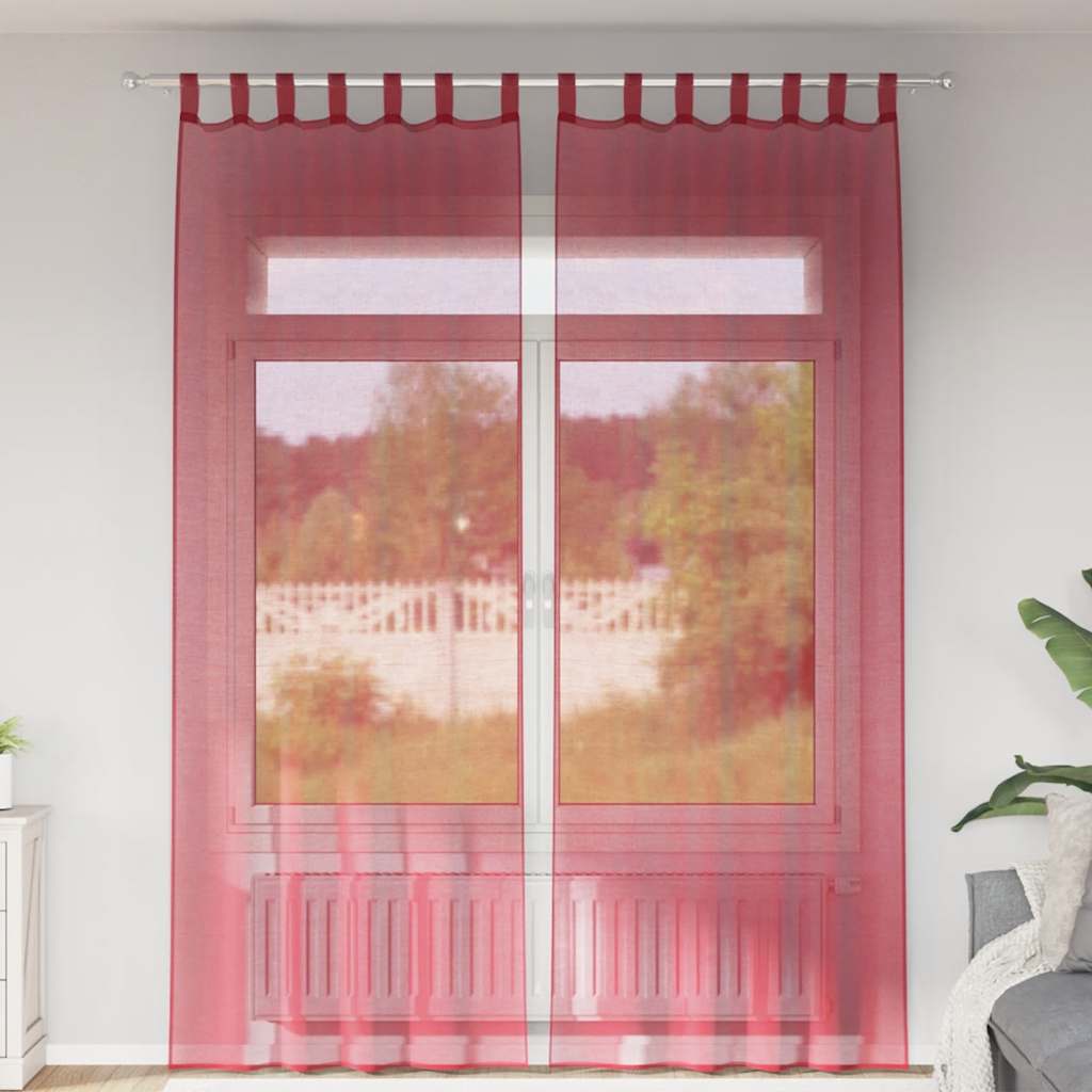 vidaXL Voile Curtains with Loops 2 pcs Wine Red 140x260 cm