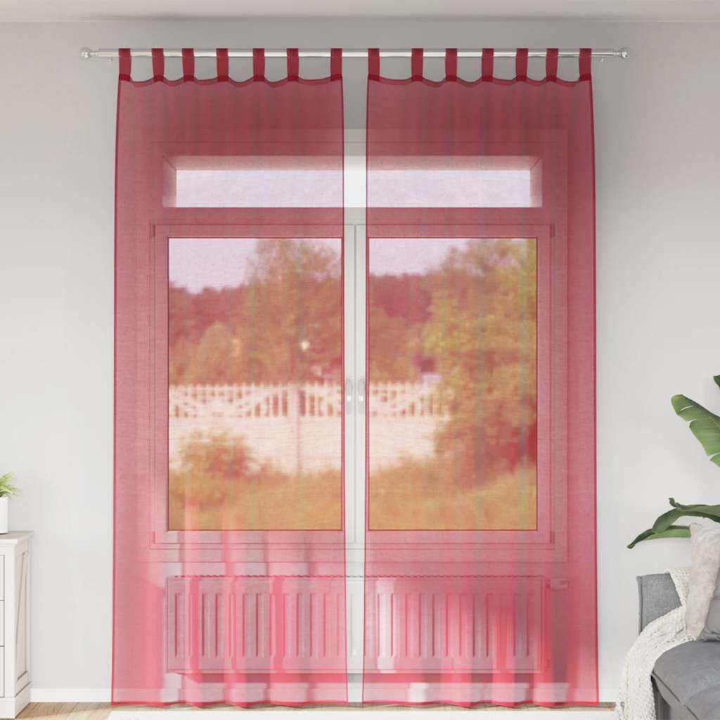 vidaXL Voile Curtains with Loops 2 pcs Wine Red 140x260 cm