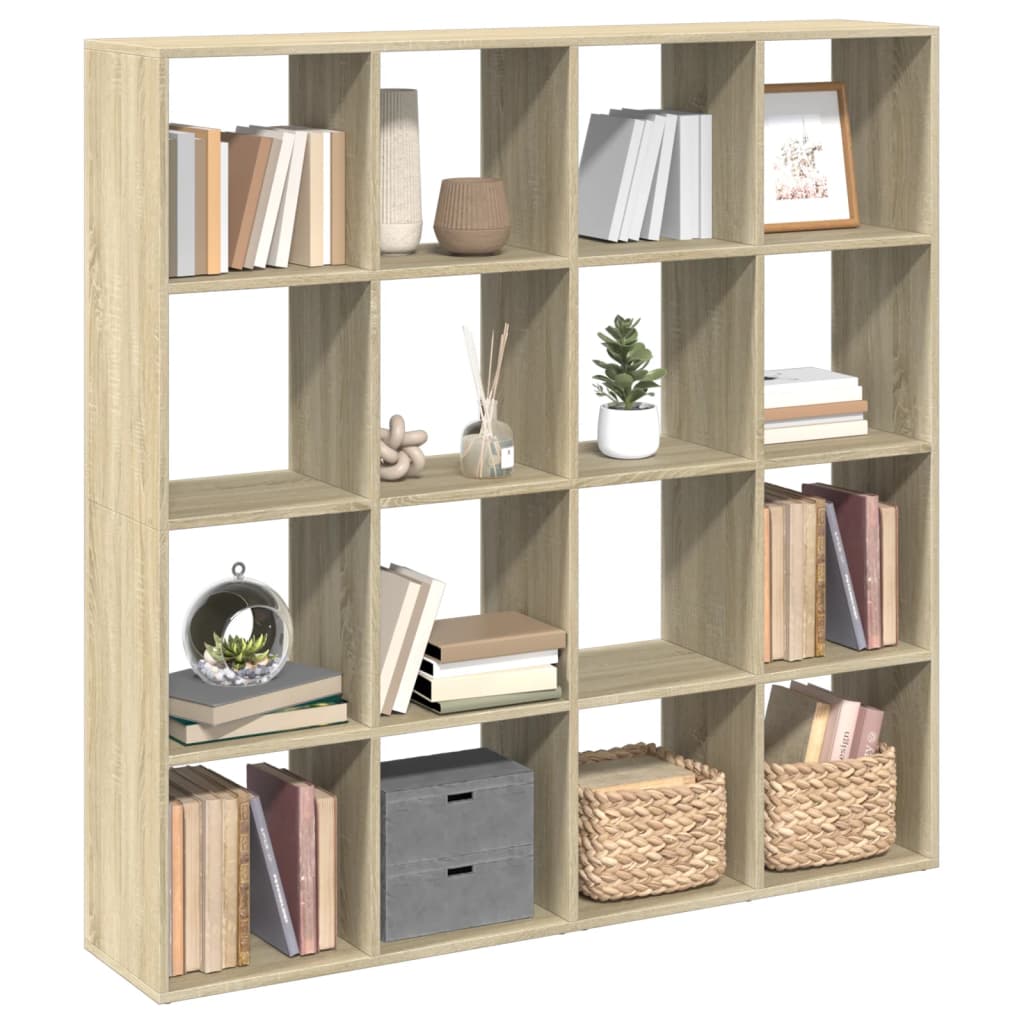 vidaXL Book Cabinet Sonoma Oak 137.5x29x137.5 cm Engineered Wood