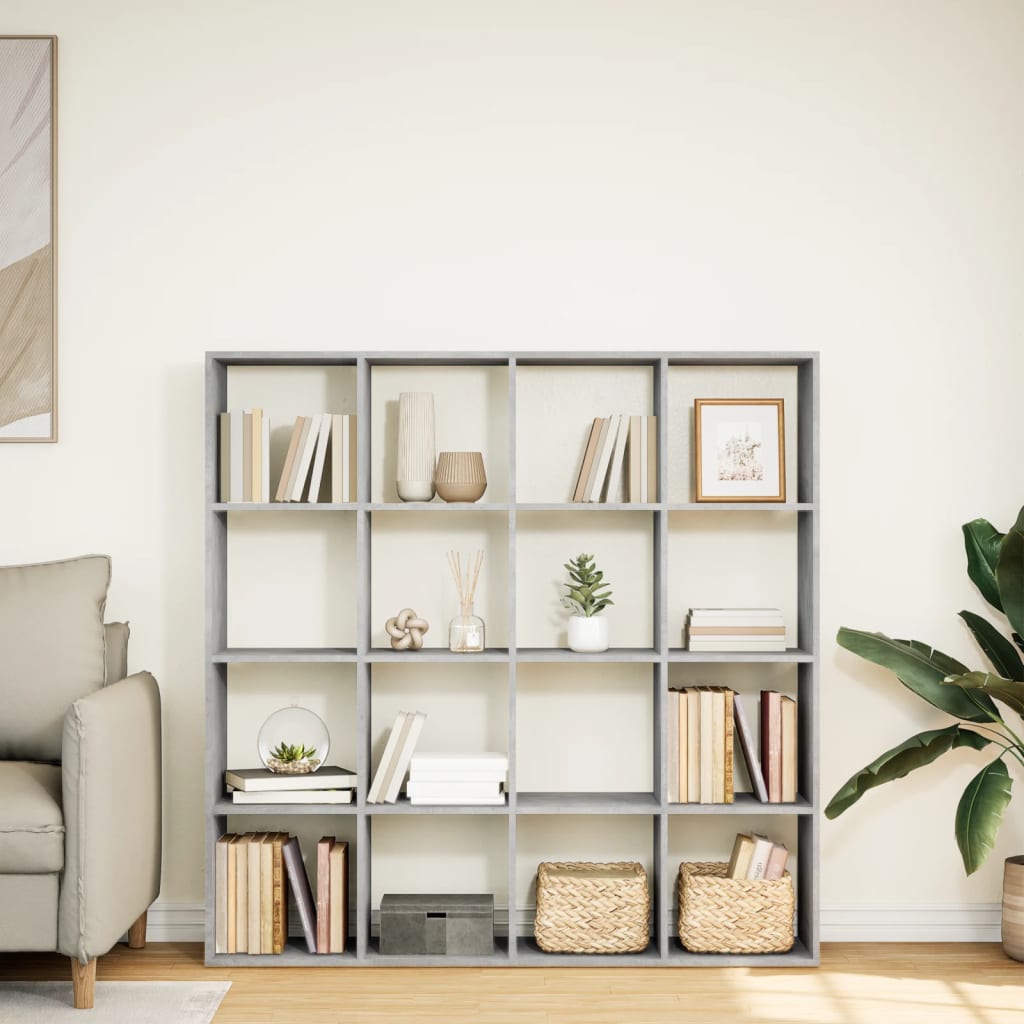 vidaXL Book Cabinet Concrete Grey 137,5x29x137,5 cm Engineered Wood
