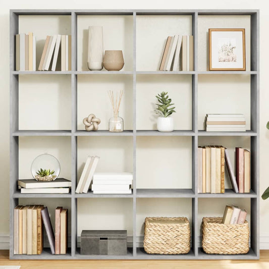 vidaXL Book Cabinet Concrete Grey 137,5x29x137,5 cm Engineered Wood