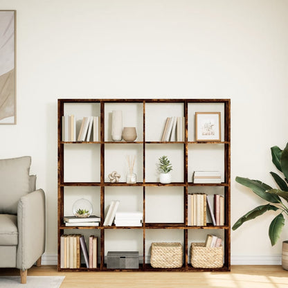 vidaXL Book Cabinet Smoked Oak 137,5x29x137,5 cm Engineered Wood