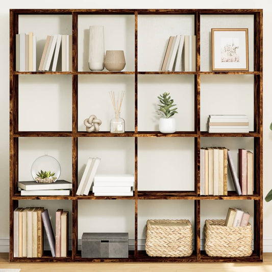 vidaXL Book Cabinet Smoked Oak 137,5x29x137,5 cm Engineered Wood