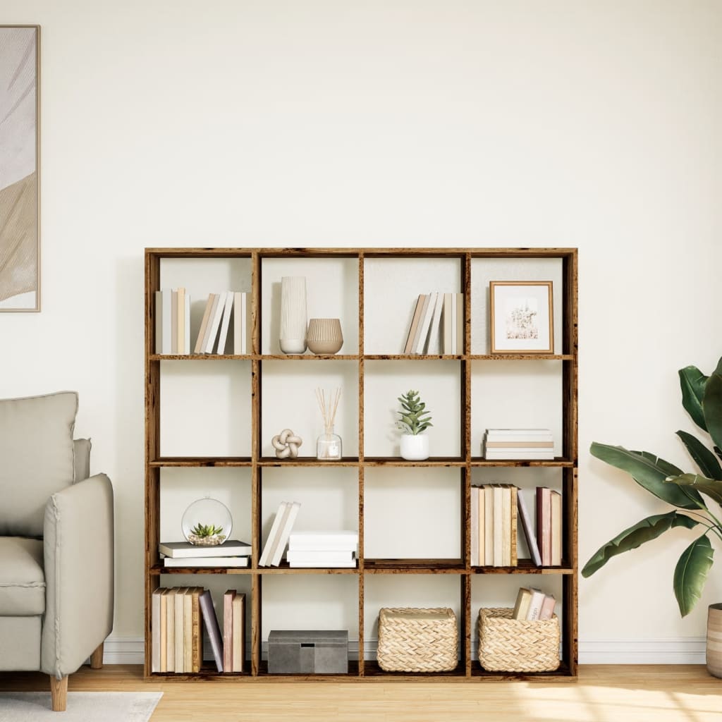 vidaXL Book Cabinet Old Wood 137,5x29x137,5 cm Engineered Wood