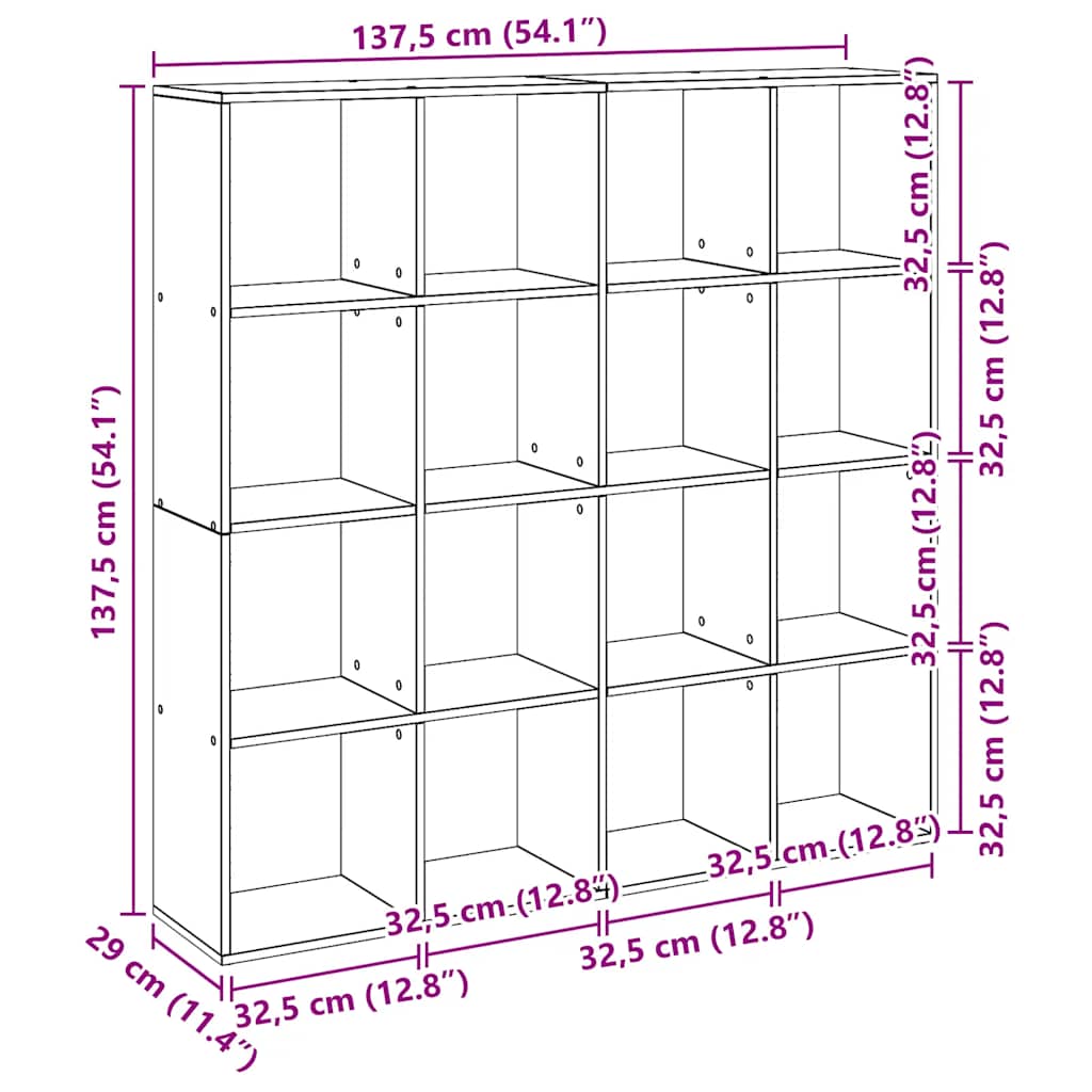 vidaXL Book Cabinet Artisian Oak 137,5x29x137,5 cm Engineered Wood