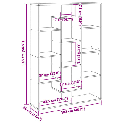 vidaXL Book Cabinet Sonoma Oak 102x29x143 cm Engineered Wood