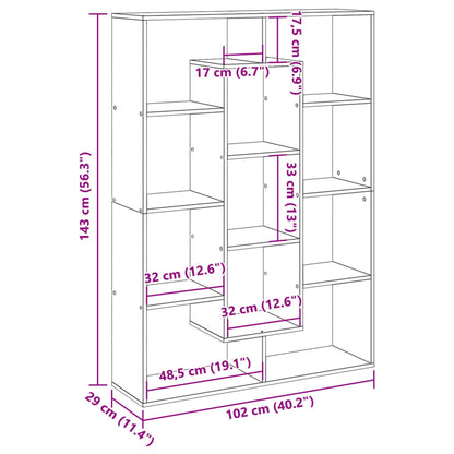 vidaXL Book Cabinet Grey Sonoma 102x29x143 cm Engineered Wood