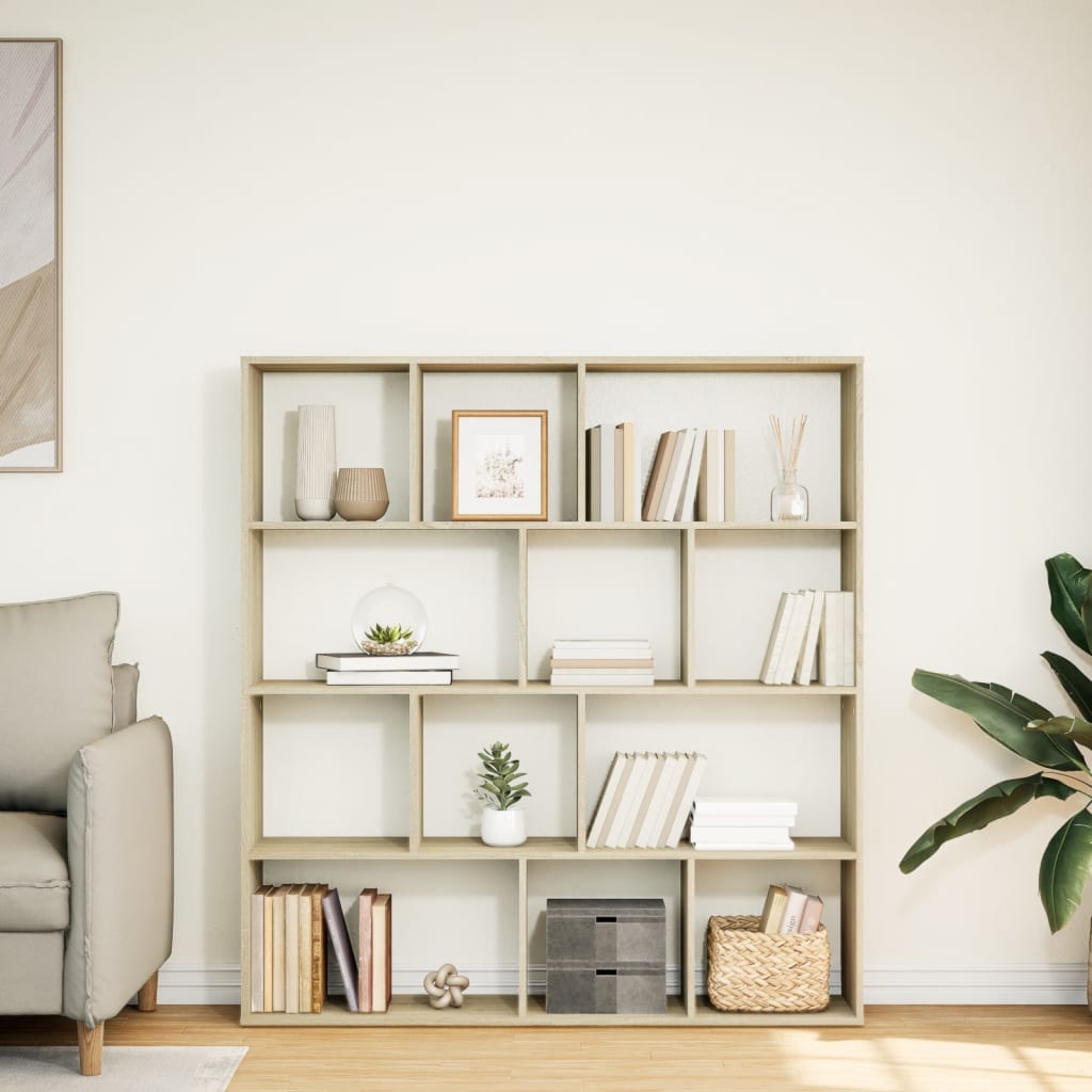 vidaXL Book Cabinet Sonoma Oak 132x29x141,5 cm Engineered Wood
