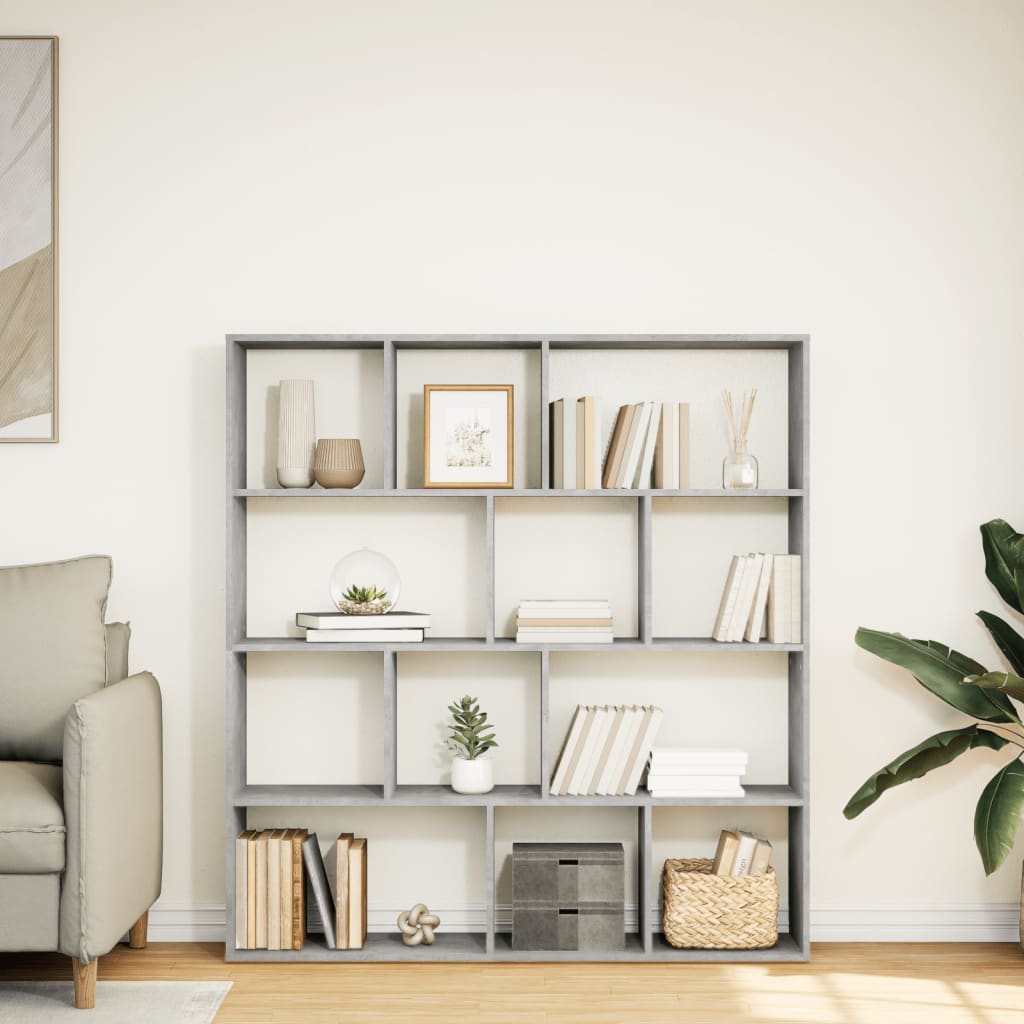 vidaXL Book Cabinet Concrete Grey 132x29x141.5 cm Engineered Wood