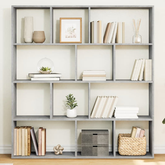 vidaXL Book Cabinet Concrete Grey 132x29x141,5 cm Engineered Wood