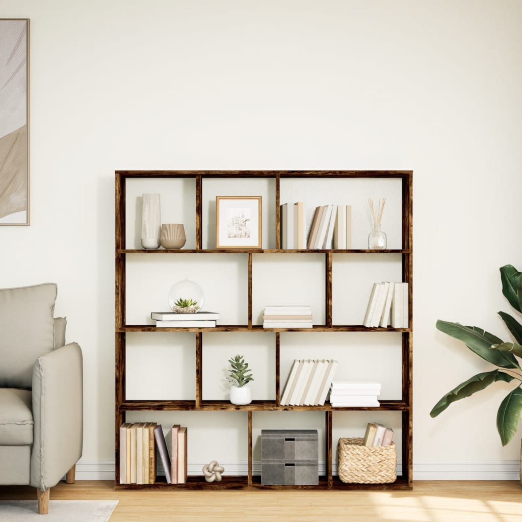 vidaXL Book Cabinet Smoked Oak 132x29x141,5 cm Engineered Wood