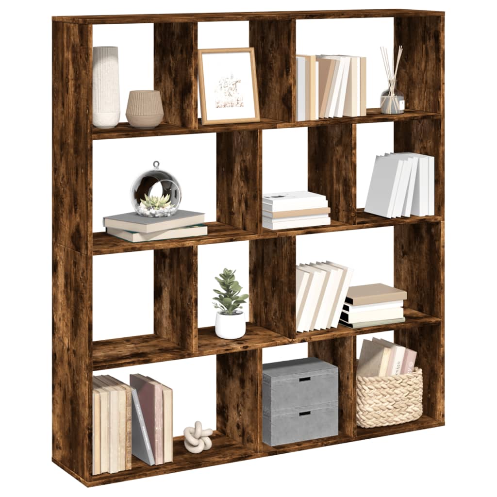 vidaXL Book Cabinet Smoked Oak 132x29x141,5 cm Engineered Wood