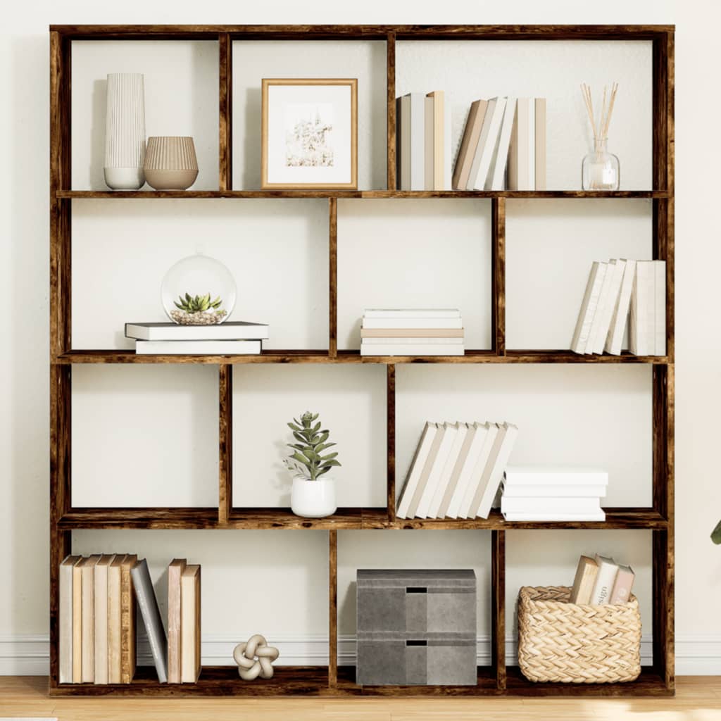 vidaXL Book Cabinet Smoked Oak 132x29x141,5 cm Engineered Wood