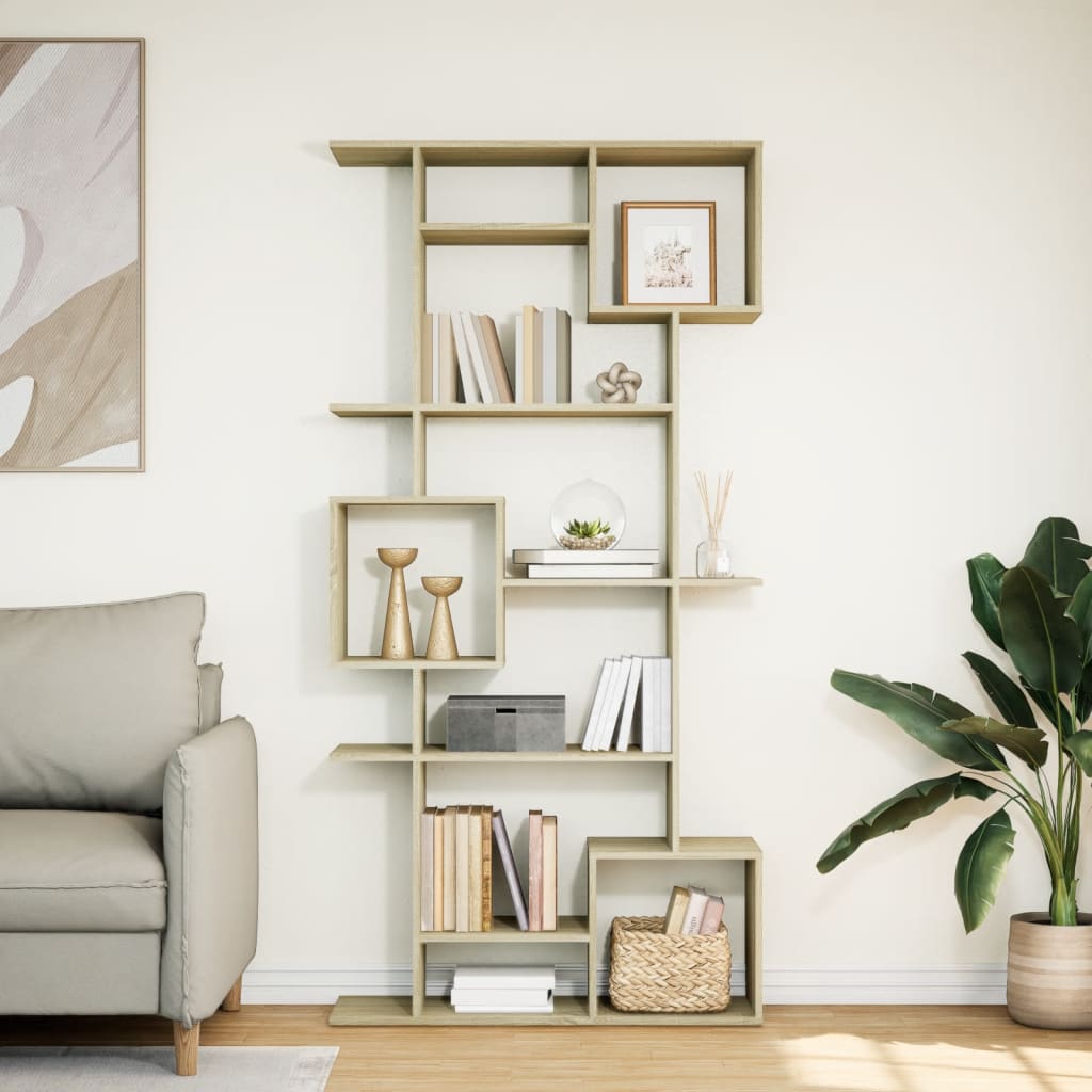 vidaXL Book Cabinet Sonoma Oak 92x29x188 cm Engineered Wood