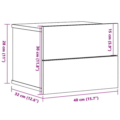 vidaXL Wall-mounted Bedside Cabinet Artisan Oak 40x32x30 cm