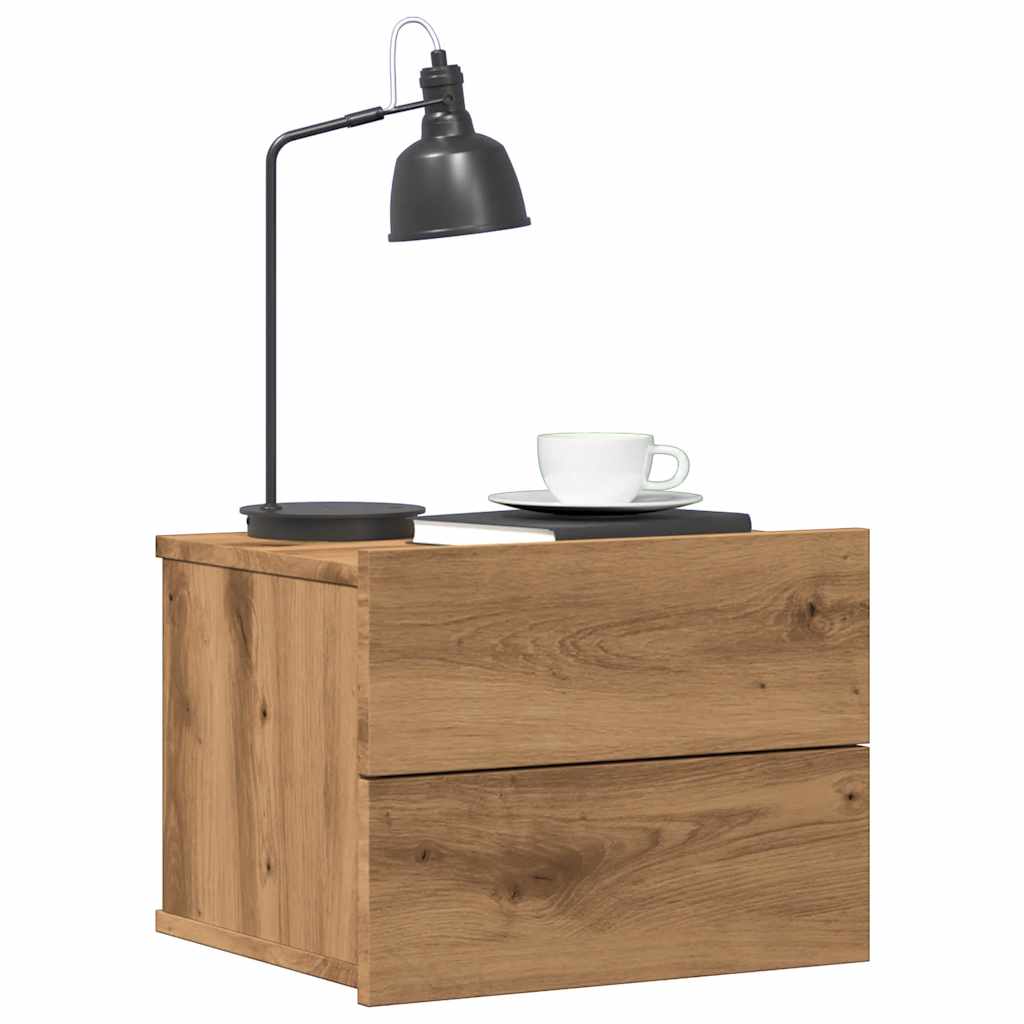 vidaXL Wall-mounted Bedside Cabinet Artisan Oak 40x32x30 cm