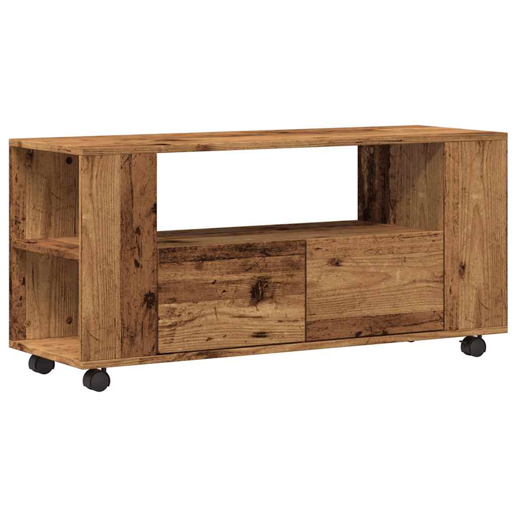vidaXL TV Cabinet with Wheels Old Wood 102x34,5x43 cm Engineered Wood