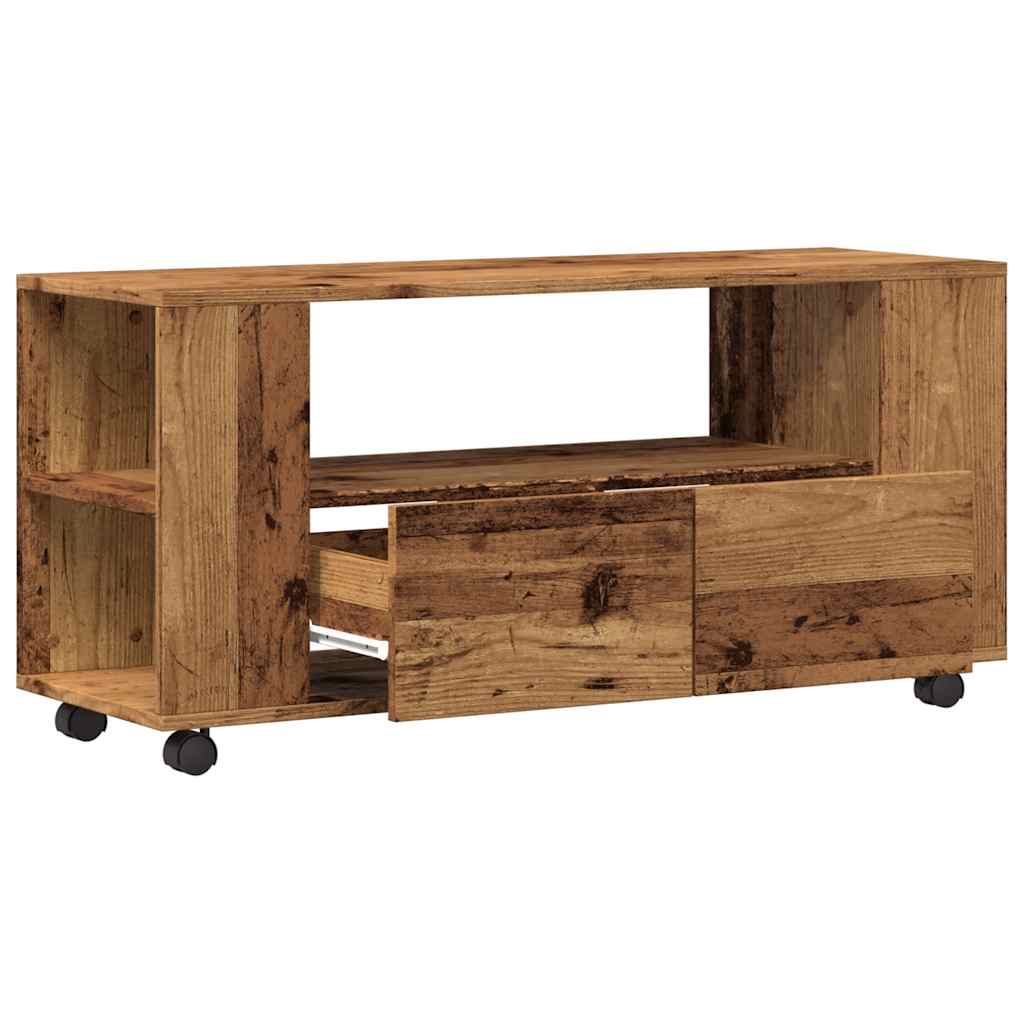 vidaXL TV Cabinet with Wheels Old Wood 102x34,5x43 cm Engineered Wood