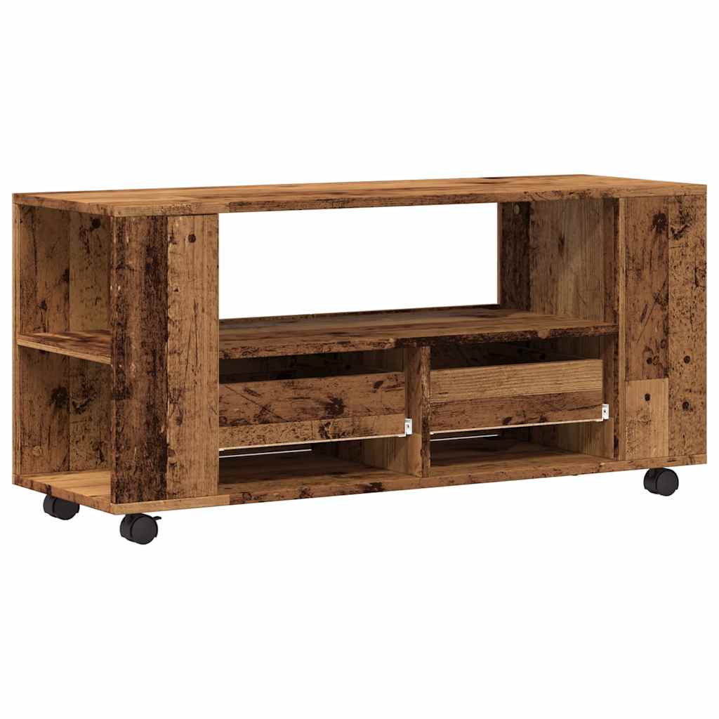vidaXL TV Cabinet with Wheels Old Wood 102x34.5x43 cm Engineered Wood