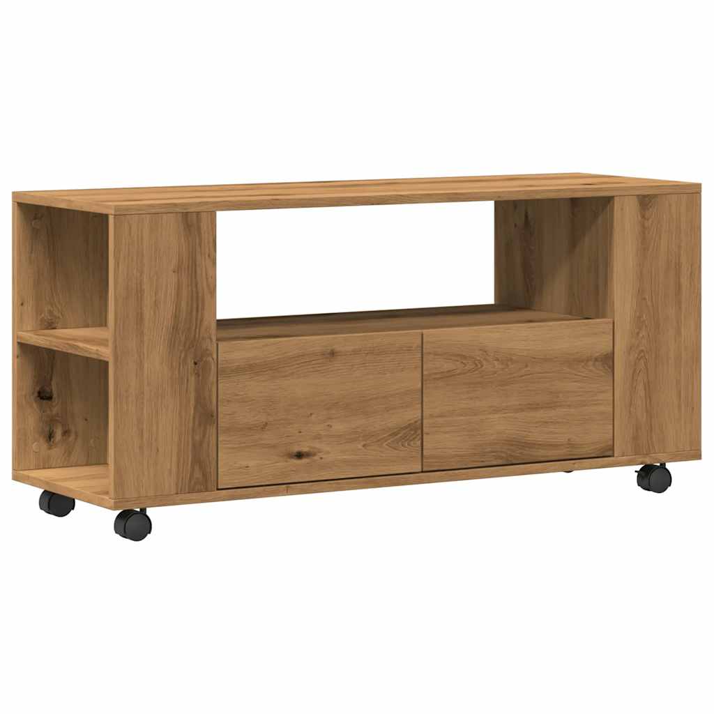 vidaXL TV Cabinet with Wheels Artisan Oak 102x34.5x43 cm