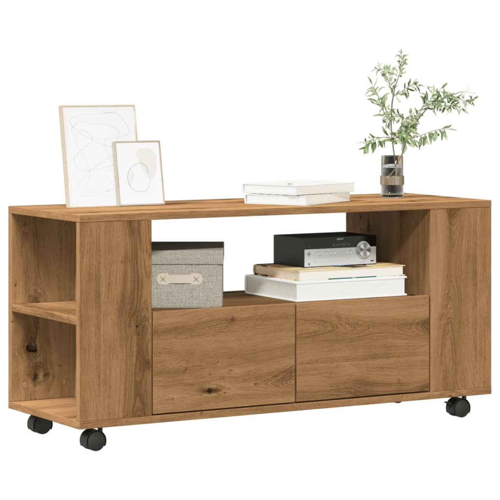 vidaXL TV Cabinet with Wheels Artisan Oak 102x34.5x43 cm