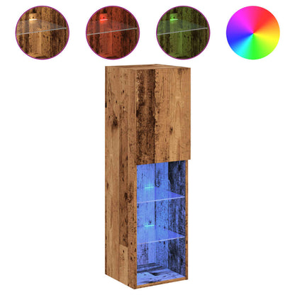 vidaXL TV Cabinet with LED Lights Old Wood 30.5x30x102 cm