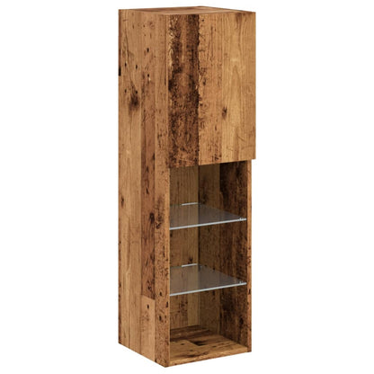 vidaXL TV Cabinet with LED Lights Old Wood 30.5x30x102 cm