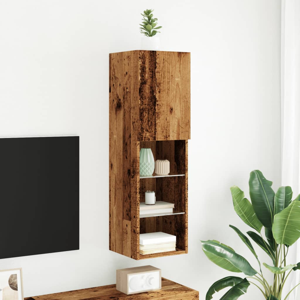vidaXL TV Cabinet with LED Lights Old Wood 30.5x30x102 cm