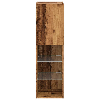 vidaXL TV Cabinet with LED Lights Old Wood 30.5x30x102 cm
