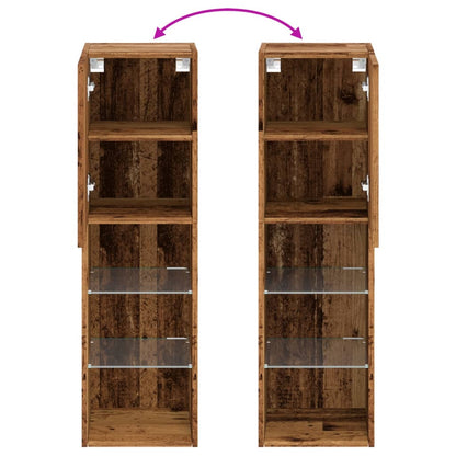 vidaXL TV Cabinet with LED Lights Old Wood 30.5x30x102 cm