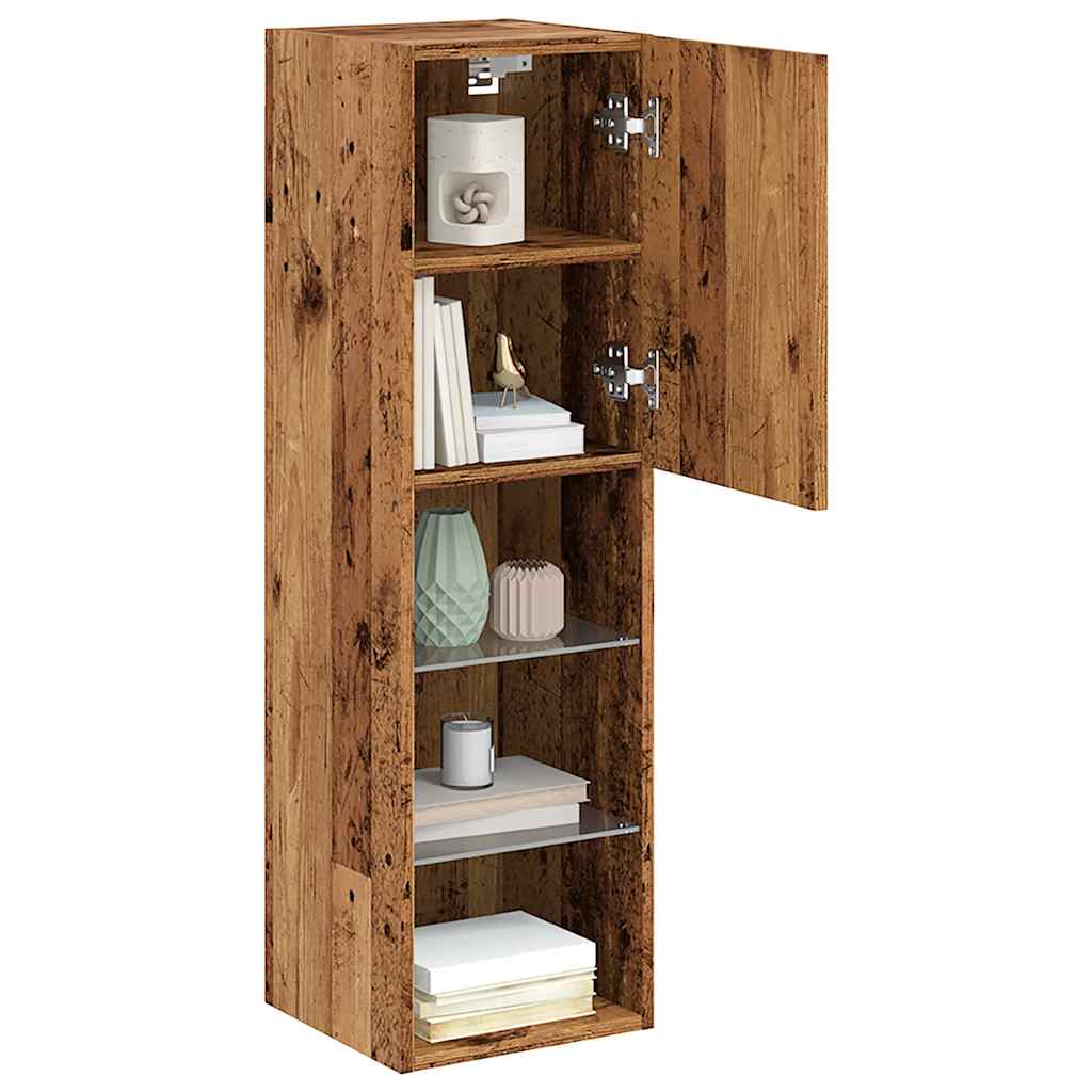 vidaXL TV Cabinets with LED Lights 2 pcs Old Wood 30.5x30x102 cm