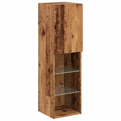 vidaXL TV Cabinets with LED Lights 2 pcs Old Wood 30.5x30x102 cm