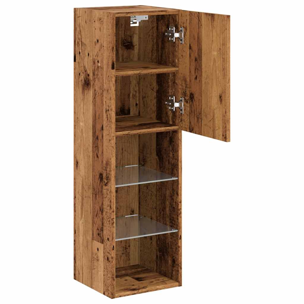 vidaXL TV Cabinets with LED Lights 2 pcs Old Wood 30.5x30x102 cm