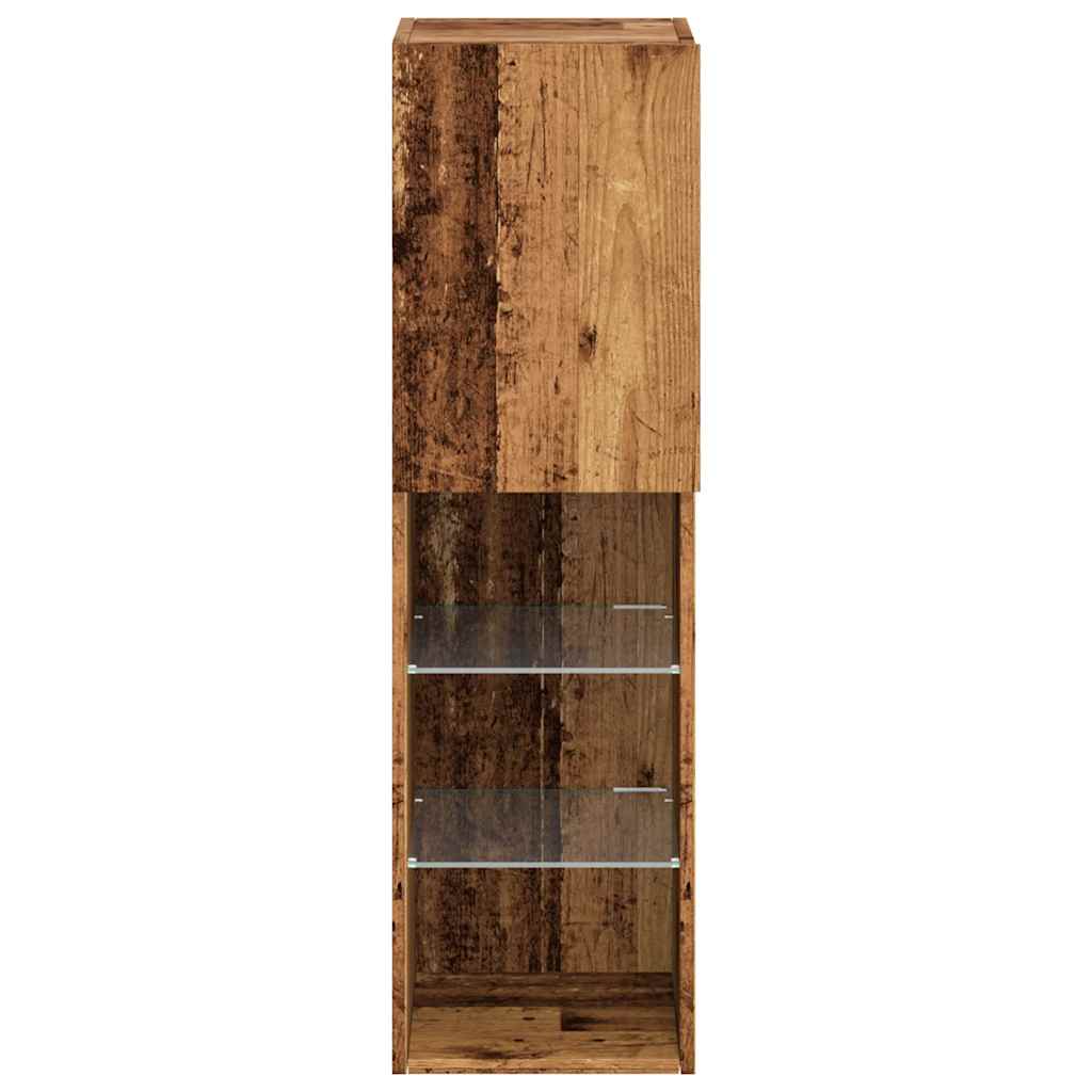vidaXL TV Cabinets with LED Lights 2 pcs Old Wood 30.5x30x102 cm