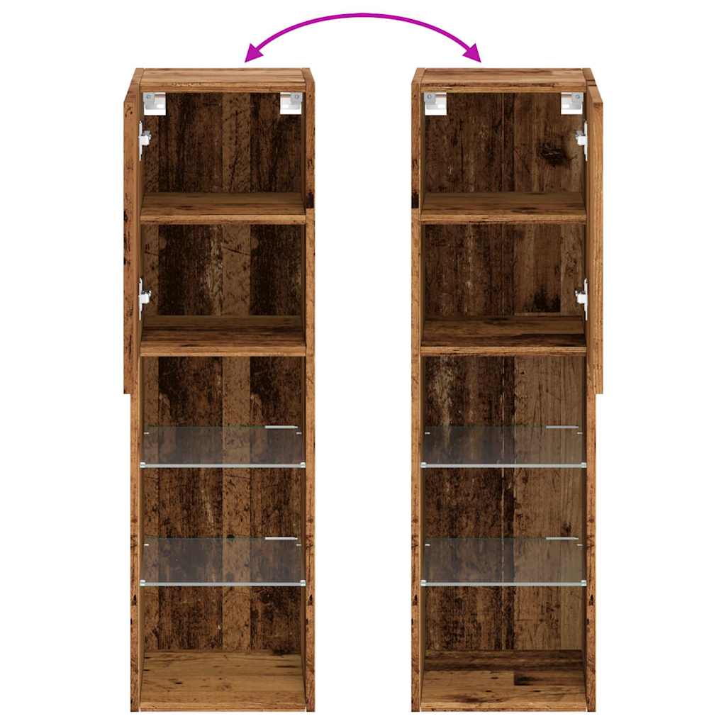 vidaXL TV Cabinets with LED Lights 2 pcs Old Wood 30.5x30x102 cm