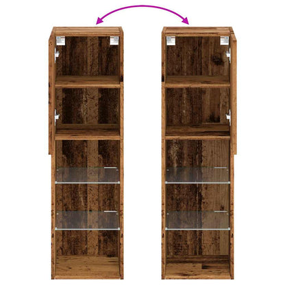 vidaXL TV Cabinets with LED Lights 2 pcs Old Wood 30.5x30x102 cm