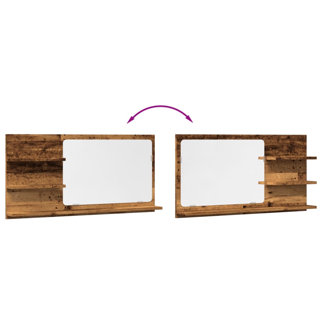 vidaXL Bathroom Mirror Cabinet Old Wood 90x11x45 cm Engineered Wood
