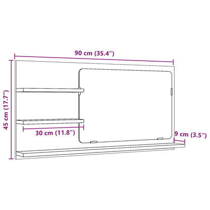 vidaXL Bathroom Mirror Cabinet Old Wood 90x11x45 cm Engineered Wood