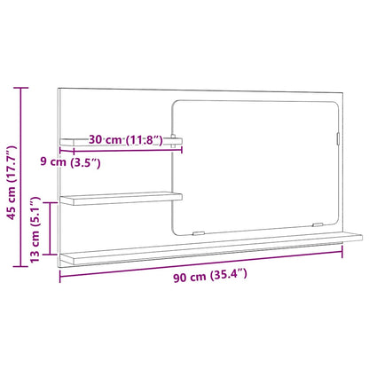 vidaXL Bathroom Mirror Cabinet Artisan Oak 90x11x45 cm Engineered Wood