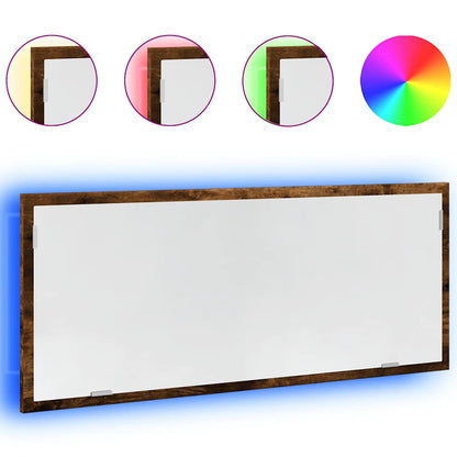 vidaXL LED Bathroom Mirror Smoked Oak 100x8.5x37 cm Engineered Wood