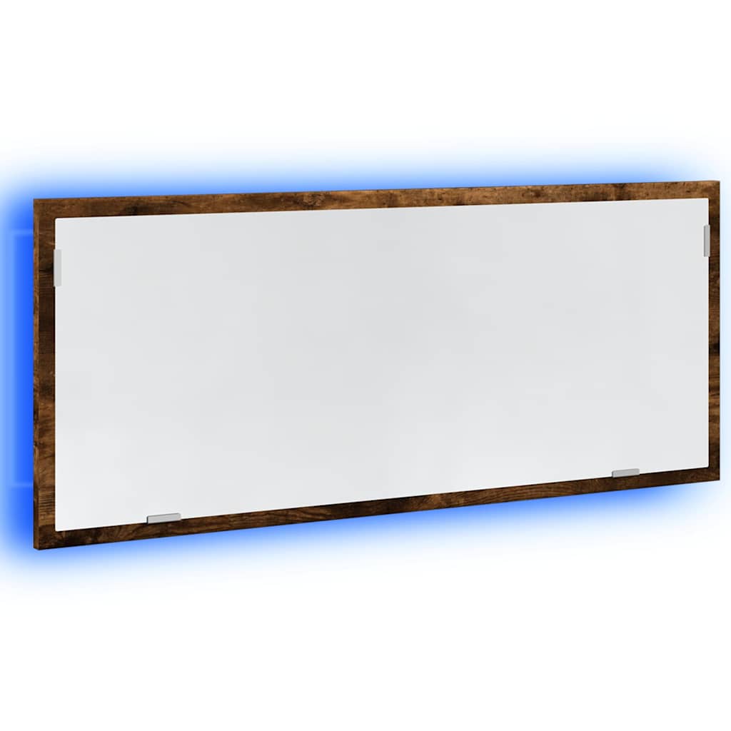 vidaXL LED Bathroom Mirror Smoked Oak 100x8,5x37 cm Engineered Wood