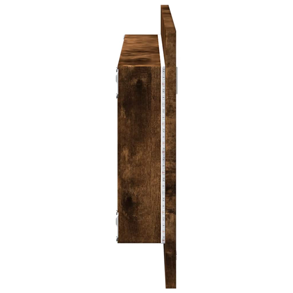 vidaXL LED Bathroom Mirror Smoked Oak 100x8.5x37 cm Engineered Wood