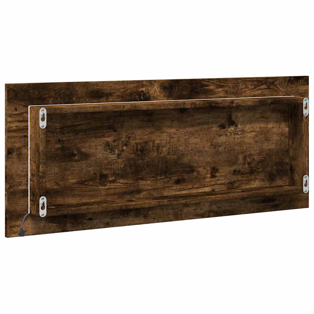 vidaXL LED Bathroom Mirror Smoked Oak 100x8,5x37 cm Engineered Wood