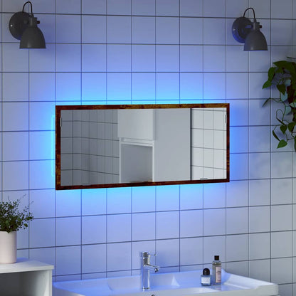 vidaXL LED Bathroom Mirror Smoked Oak 100x8.5x37 cm Engineered Wood